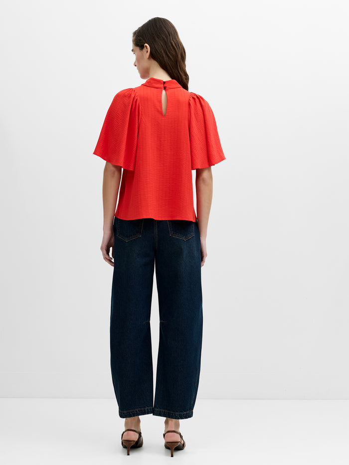 Codie Red Textured High Neck Top