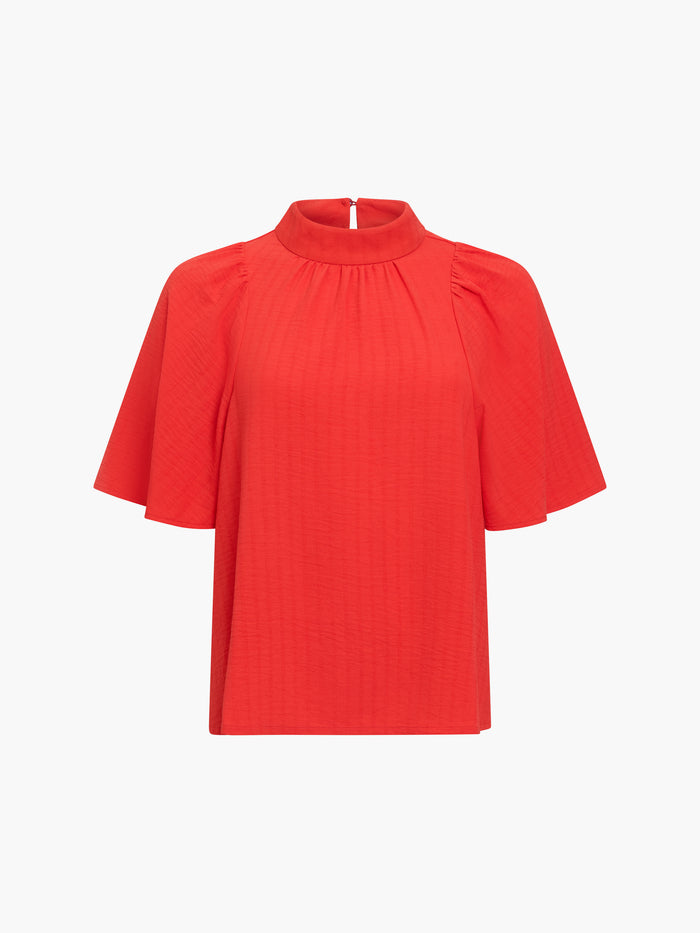 Codie Red Textured High Neck Top