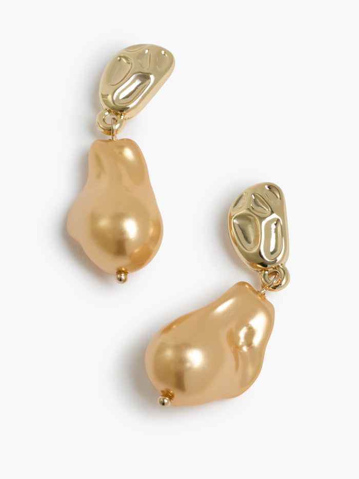 Coloured Pearl Gold Drop Earrings