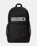 Black backpack with 'HOODRICH' branding on a light gray background