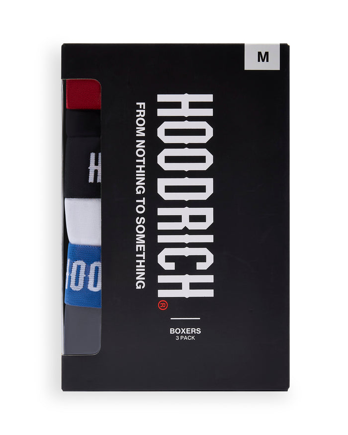 Core 3 Pack Boxers - Black/White/Blue/Red