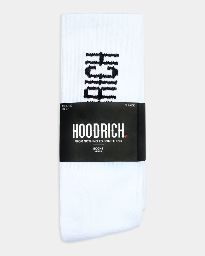 Core 3 Pack Crew Socks - White/Black