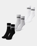 Three pairs of OG Core branded quarter socks in black, white, and grey, displayed against a white background.