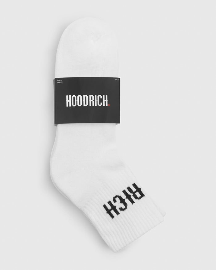 Core 3 Pack Quarter Socks - White/Black