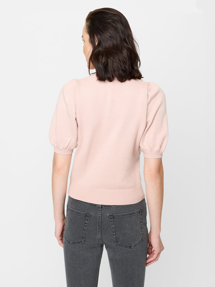 Cosy Pink Puff Sleeve Knit Cardigan