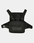 Black chest bag with 'Hoodrich' branding on a white background