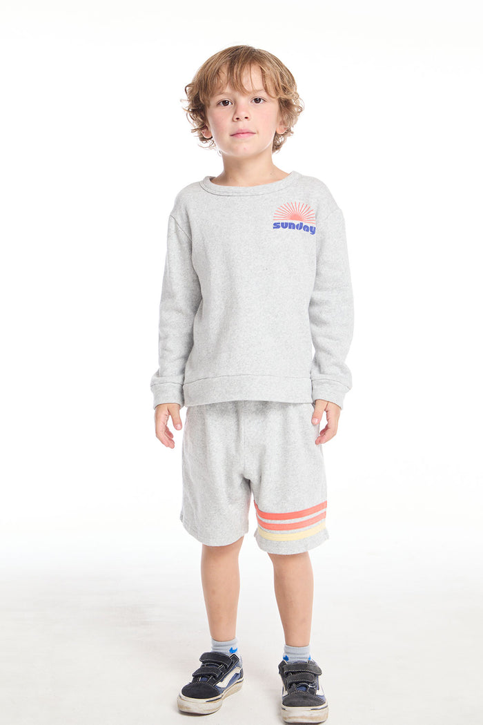 Cozy Beach Heather Grey Boys Short with Strappings BOYS chaserbrand