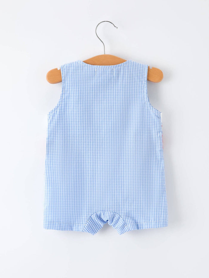 Crab Embroidered Baby Boy Smocked Romper
