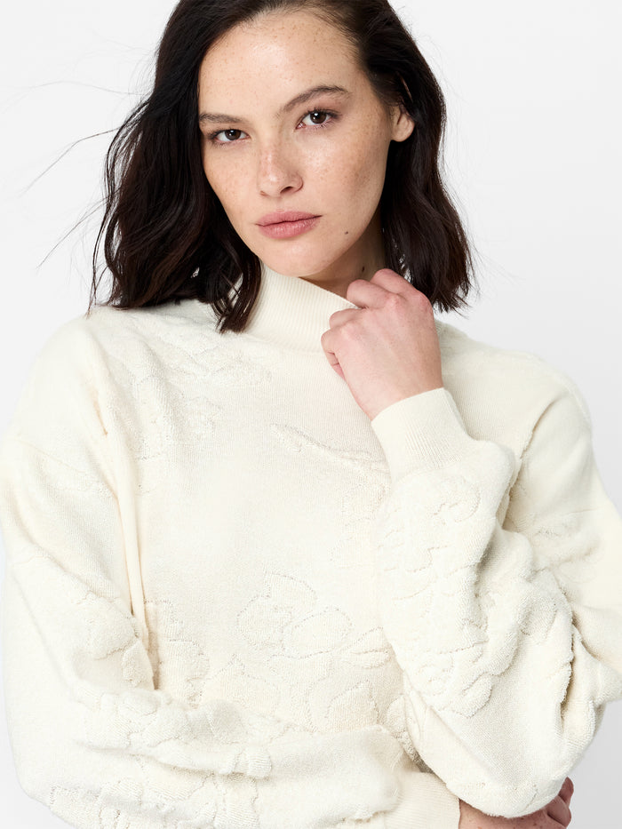 Cream Intarsia Floral Knit Jumper