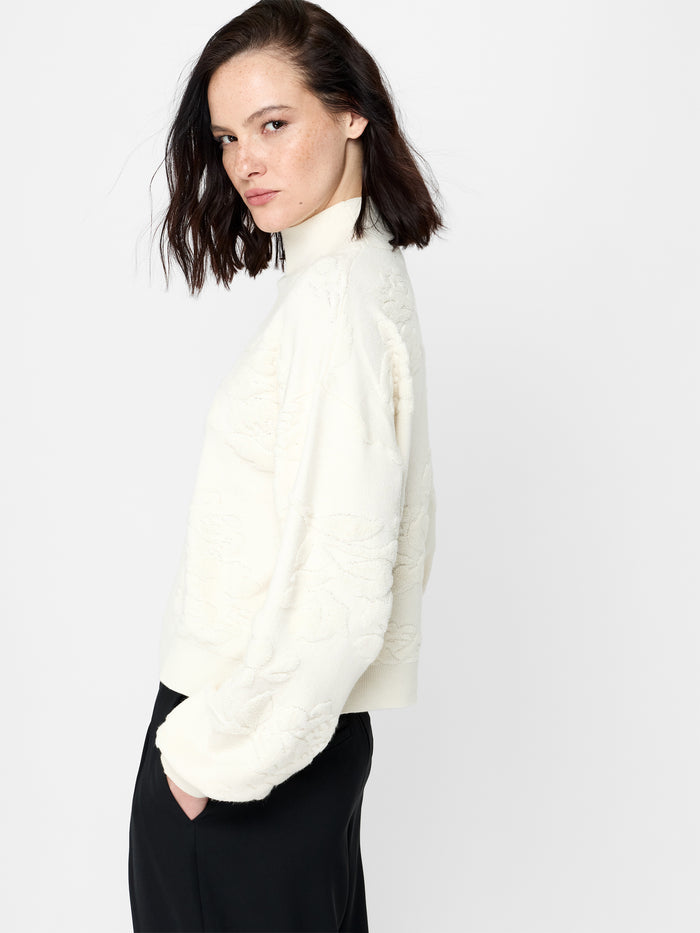 Cream Intarsia Floral Knit Jumper