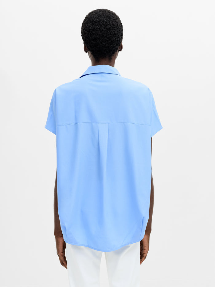 Crepe Light Cap Sleeve Popover Shirt