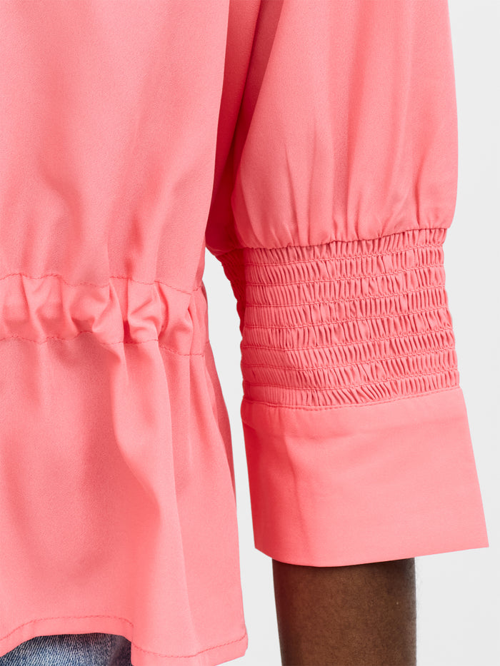 Crepe Light Collared Tie Waist Top