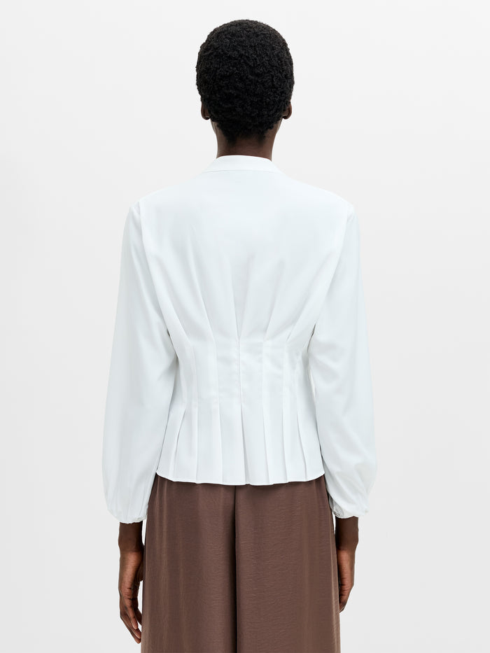 Crepe Pleat Button-Down Top