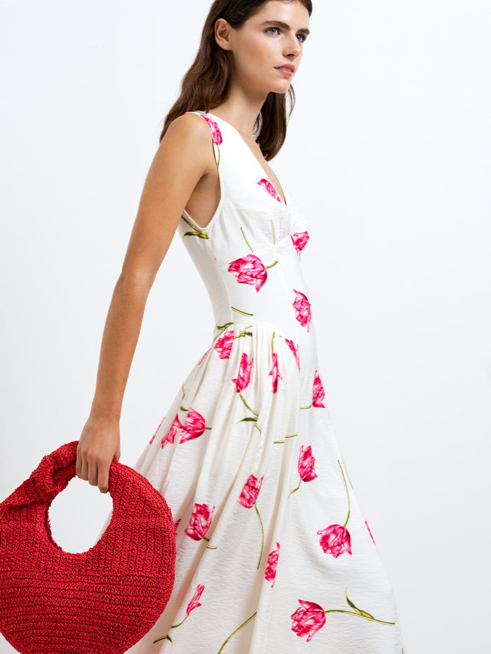 Cressida V Neck Drape Floral Midi Dress