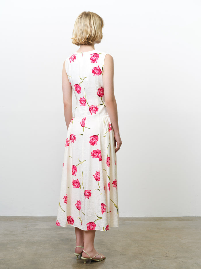 Cressida V Neck Drape Floral Midi Dress