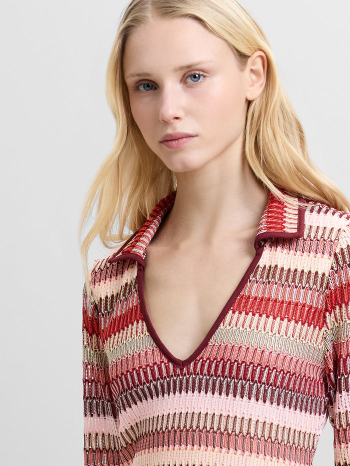 Crochet Knit Multi-Colour Striped Mini Dress