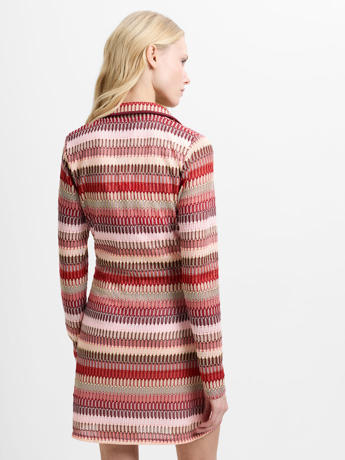 Crochet Knit Multi-Colour Striped Mini Dress