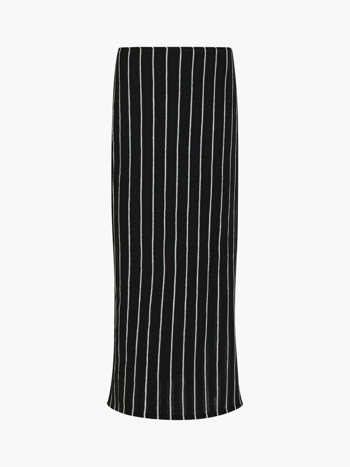 Crochet Knit Striped Black Maxi Skirt