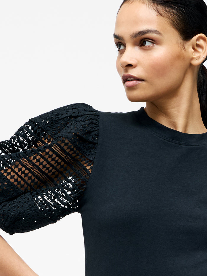 Crochet Lace Puff Sleeve Top