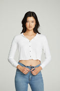 Cropped Long Sleeve Button Down Shirt WOMENS chaserbrand