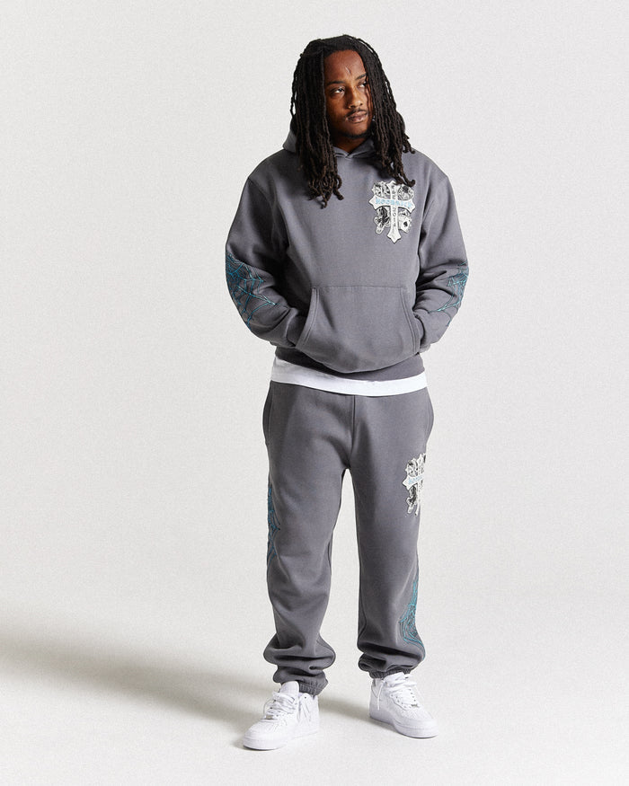 Cross Oversized Joggers - Grey/Blue