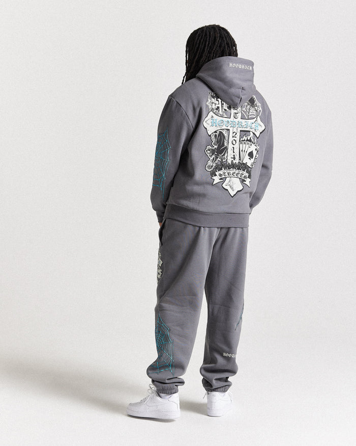 Cross Oversized Joggers - Grey/Blue