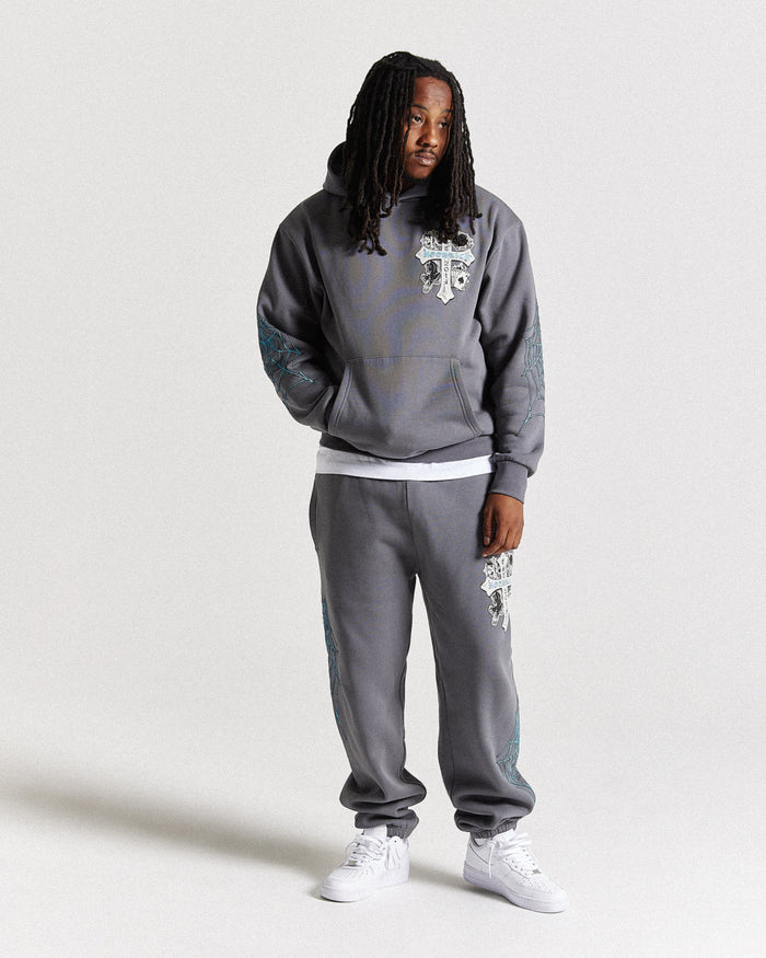 Cross Oversized Joggers - Grey/Blue