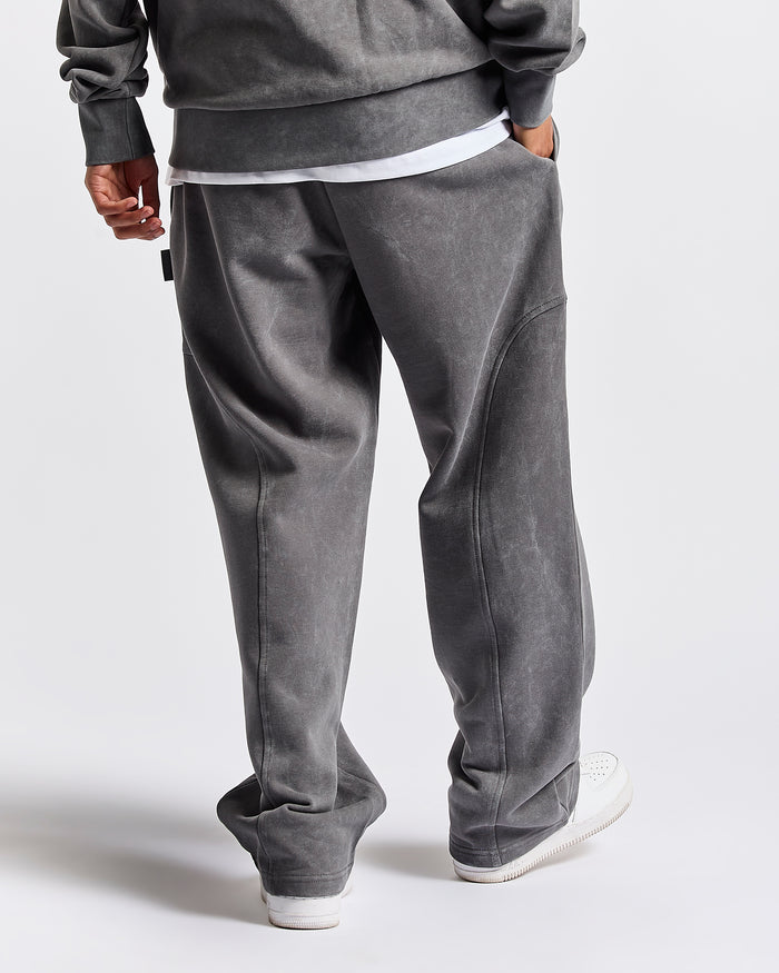 Cursed Oversized Wide Leg Jogger - Grey Wash/Black