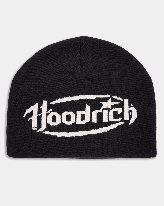 Curve Skull Knit Beanie - Black/White