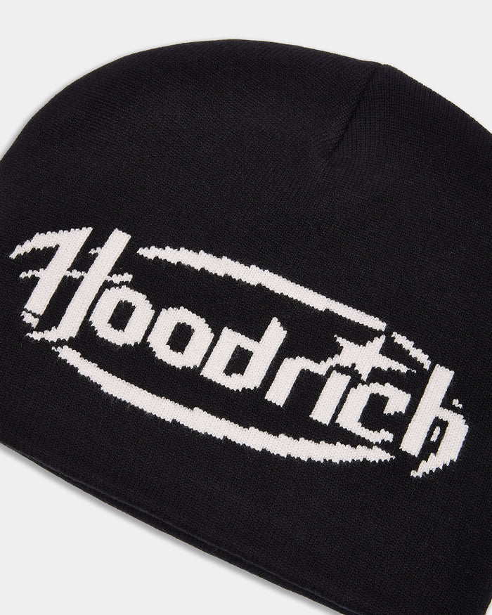 Curve Skull Knit Beanie - Black/White