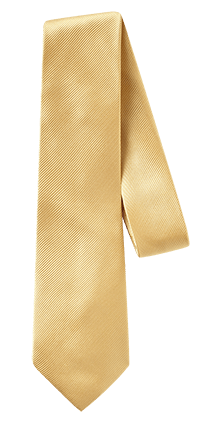 Daffodil silk necktie with twill texture, draped diagonally on a plain background.