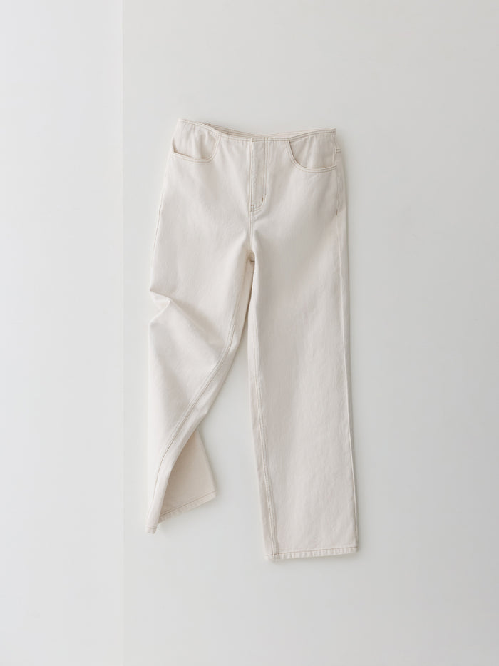 Dallas Denim Clean Waist Cream Straight Leg Jeans