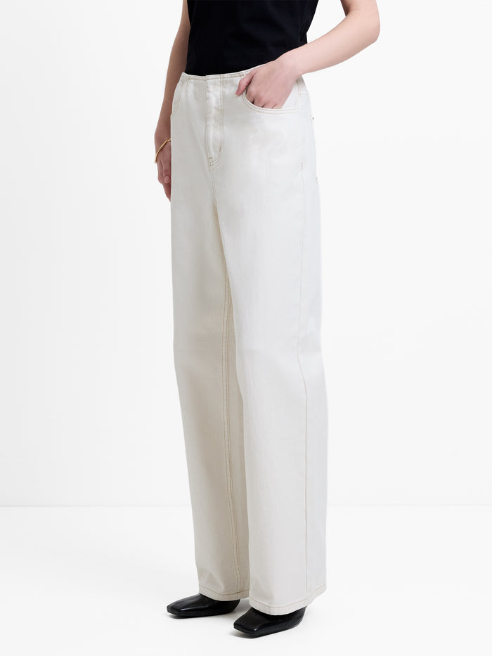 Dallas Denim Clean Waist Cream Straight Leg Jeans