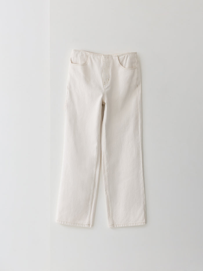 Dallas Denim Clean Waist Cream Straight Leg Jeans