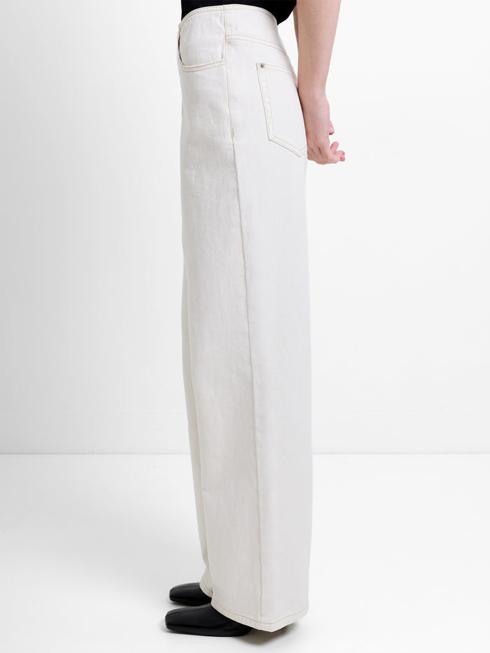 Dallas Denim Clean Waist Cream Straight Leg Jeans
