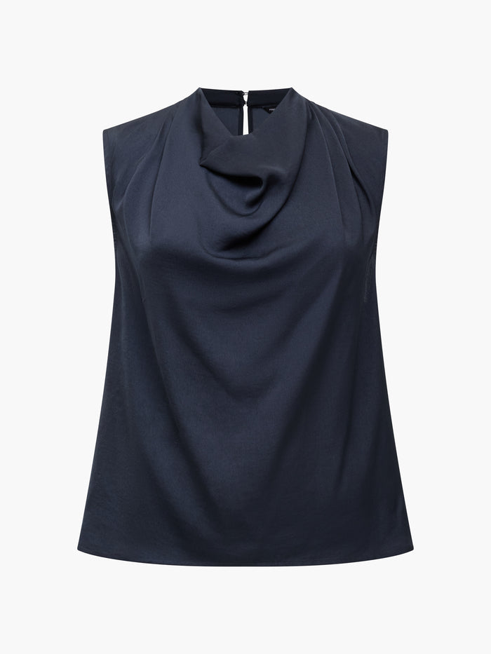 Damasco Air Flow Sleeveless Cowl Neck Navy Top