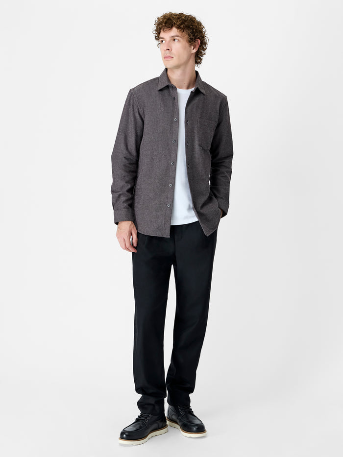 Dark Grey Herringbone Chest Pocket Shirt