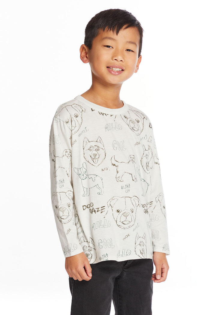Dog Sketchpad Boys Charity Long Sleeve Crew Neck Tee Boys chaserbrand