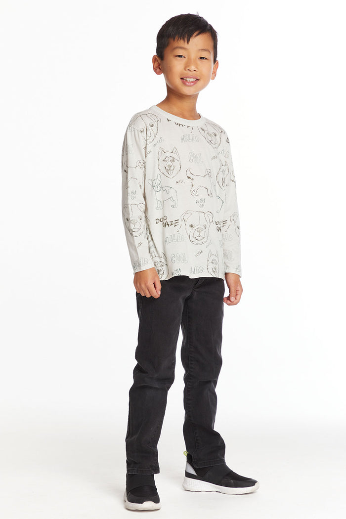 Dog Sketchpad Boys Charity Long Sleeve Crew Neck Tee Boys chaserbrand