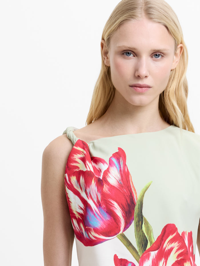 Dori Satin Floral Printed Maxi Dress