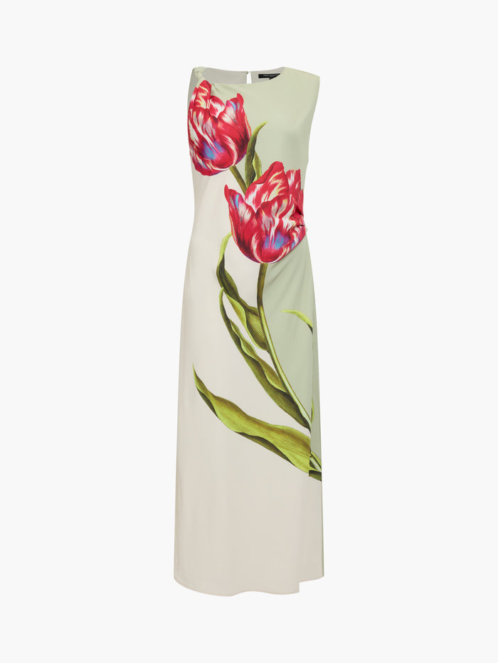 Dori Satin Floral Printed Maxi Dress