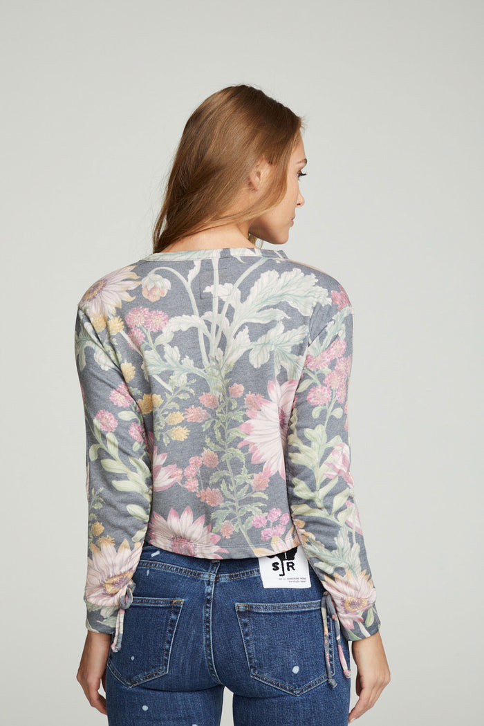 Drawstring Shirred Long Sleeve Cropped Pullover WOMENS chaserbrand
