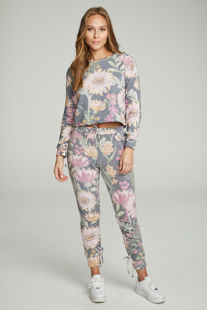 Drawstring Shirred Long Sleeve Cropped Pullover WOMENS chaserbrand