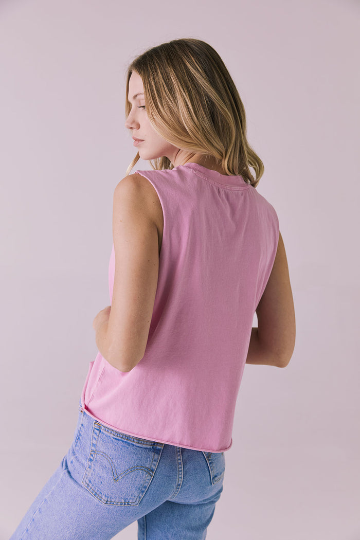 Back side angle of the Chaser Eagle Bubblegum Tank highlighting the lightweight feel and easy shape