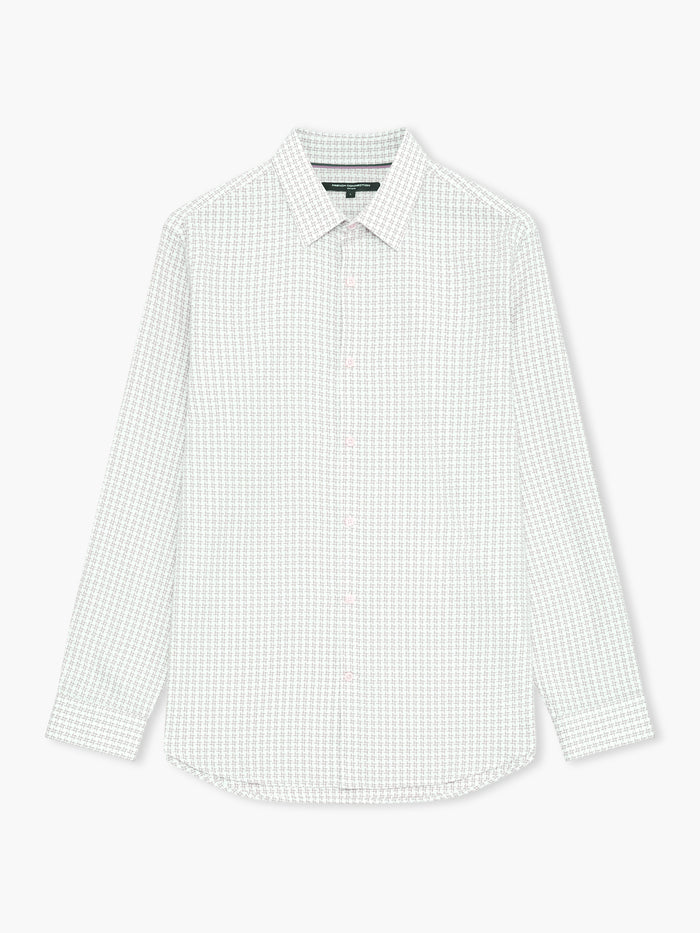 A man wearing a textured check Shirt with long sleeves, a button through fastening, a pointed collar and a regular fit.