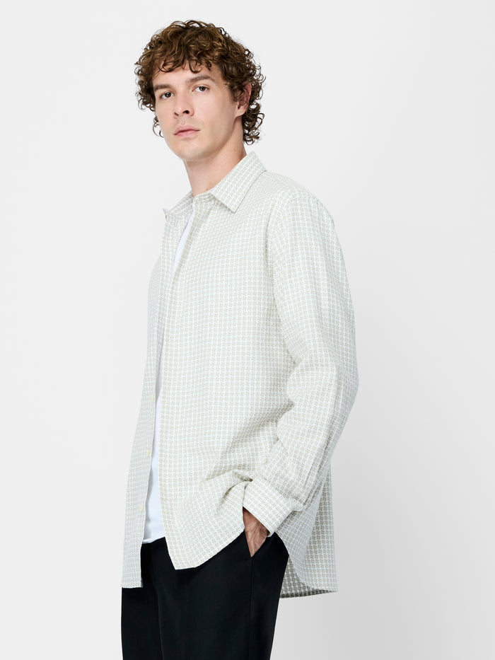 Ecru Textured Check Regular Fit Shirt