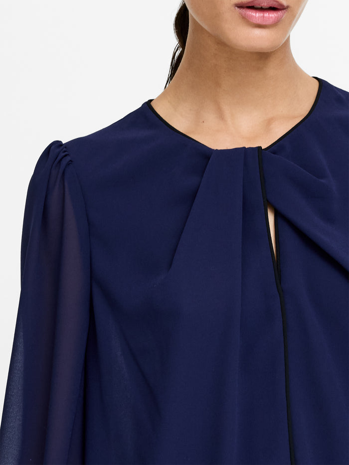Eden Navy Georgette Twist Neck Blouse