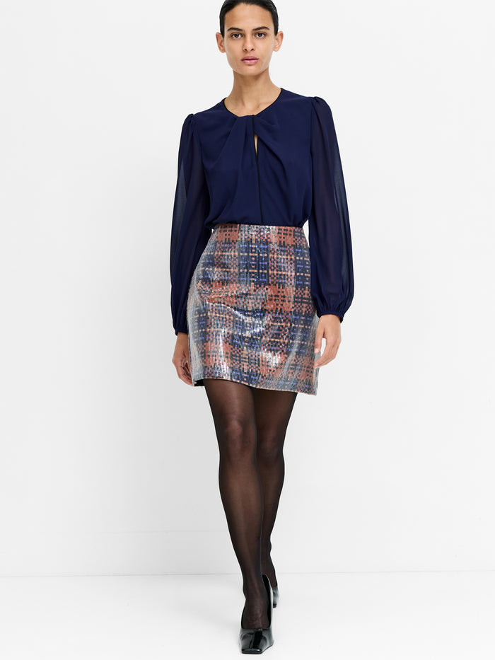 Eden Navy Georgette Twist Neck Blouse