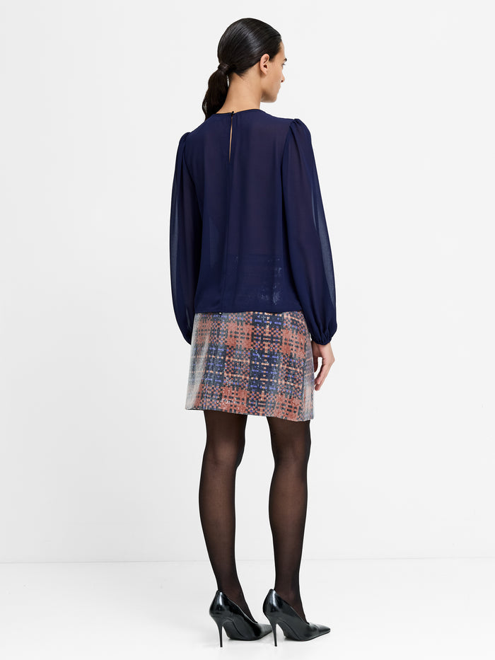 Eden Navy Georgette Twist Neck Blouse