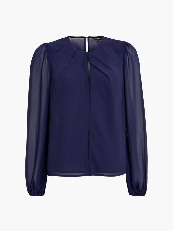 Eden Navy Georgette Twist Neck Blouse